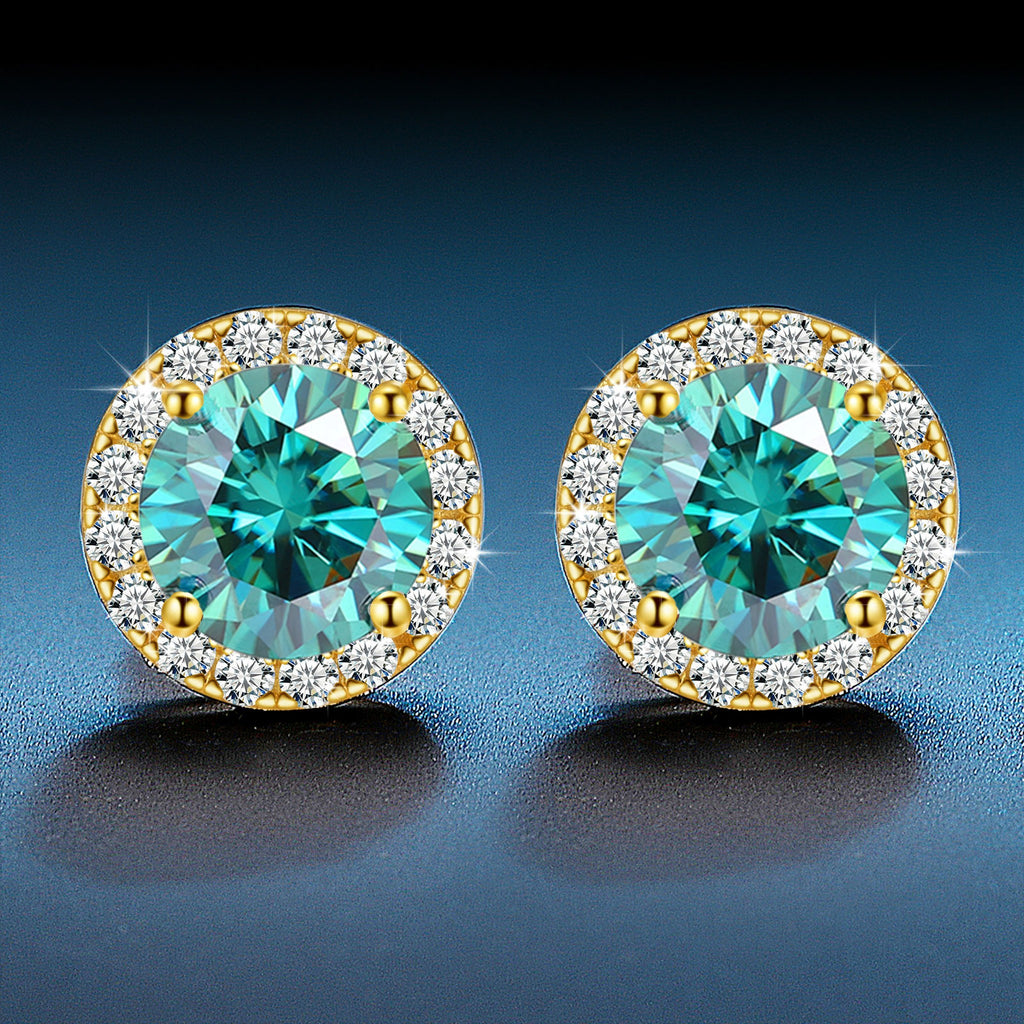 Green Lab-Created Moissanite Stud Earrings, 925 Sterling Silver, additional view