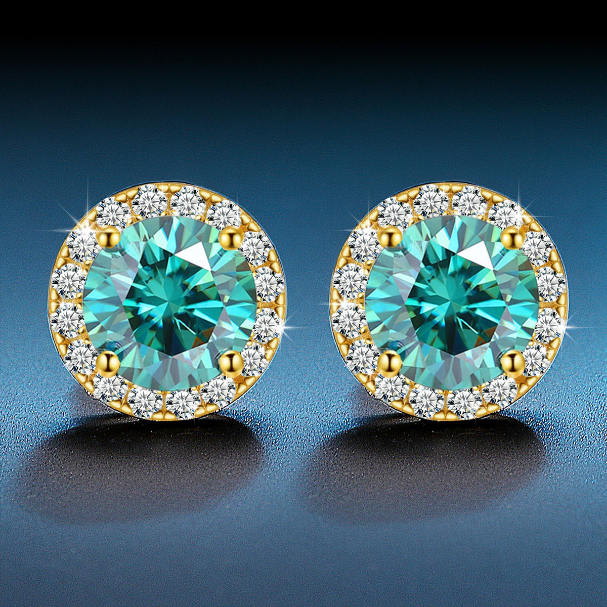 Green Lab-Created Moissanite Stud Earrings, 925 Sterling Silver, additional view