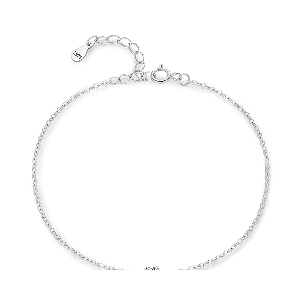 Dainty Lab-Created Moissanite Solitaire Chain Bracelet, 925 Sterling Silver, product photo
