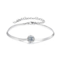 Lab-Created Moissanite Solitaire Snake Chain Bracelet, 925 Sterling Silver, product photo