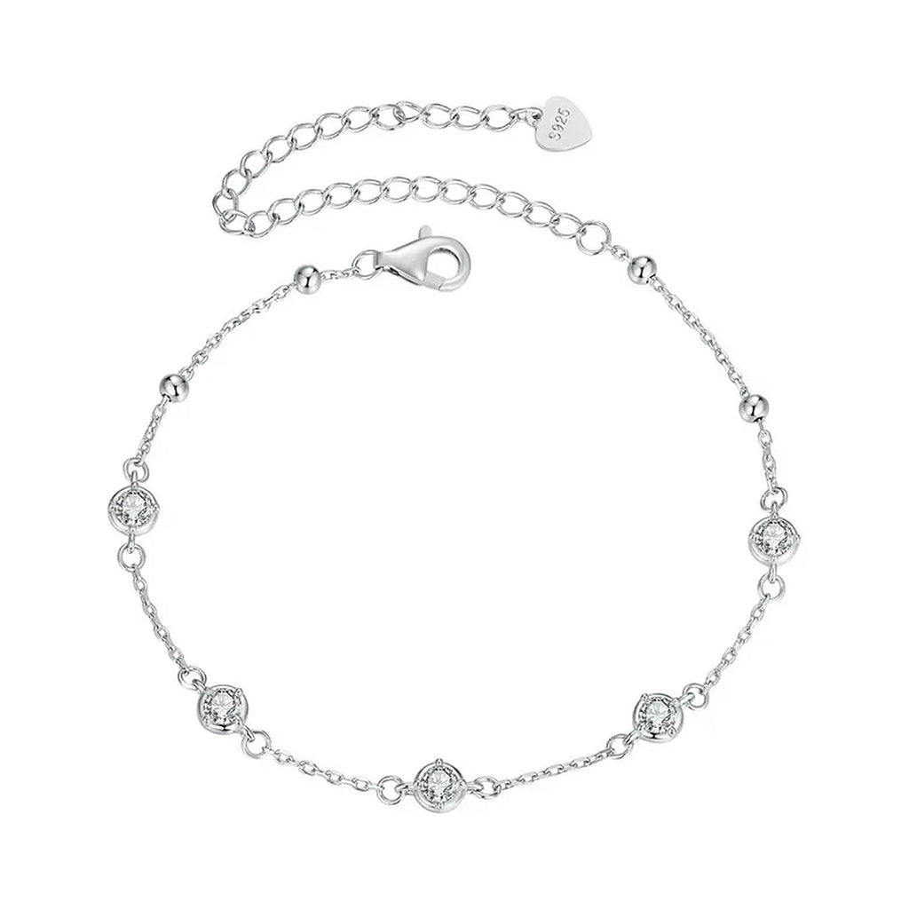 Bezel-Set Lab-Created Moissanite Station Bracelet, 925 Sterling Silver, product photo