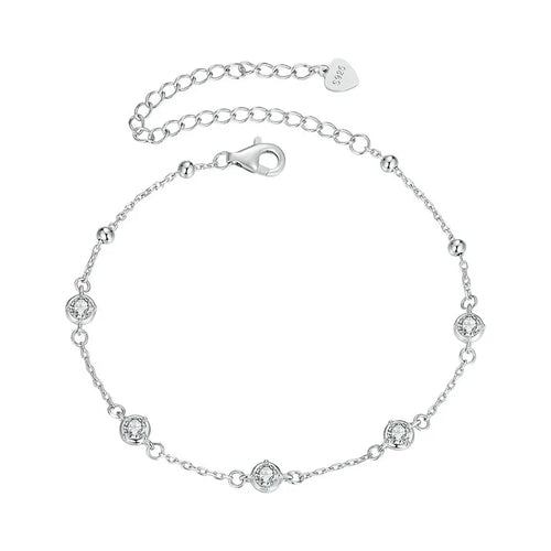 Bezel-Set Lab-Created Moissanite Station Bracelet, 925 Sterling Silver, product photo