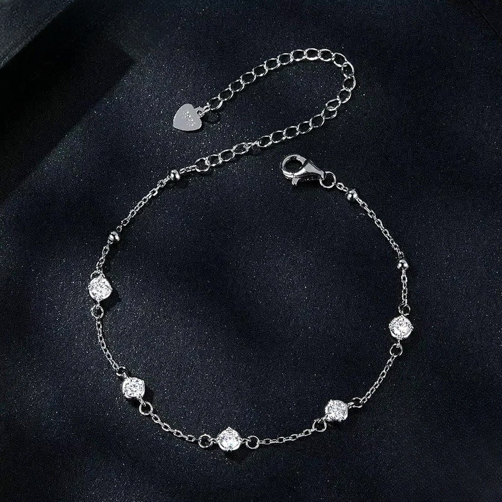 Bezel-Set Lab-Created Moissanite Station Bracelet, 925 Sterling Silver, additional view