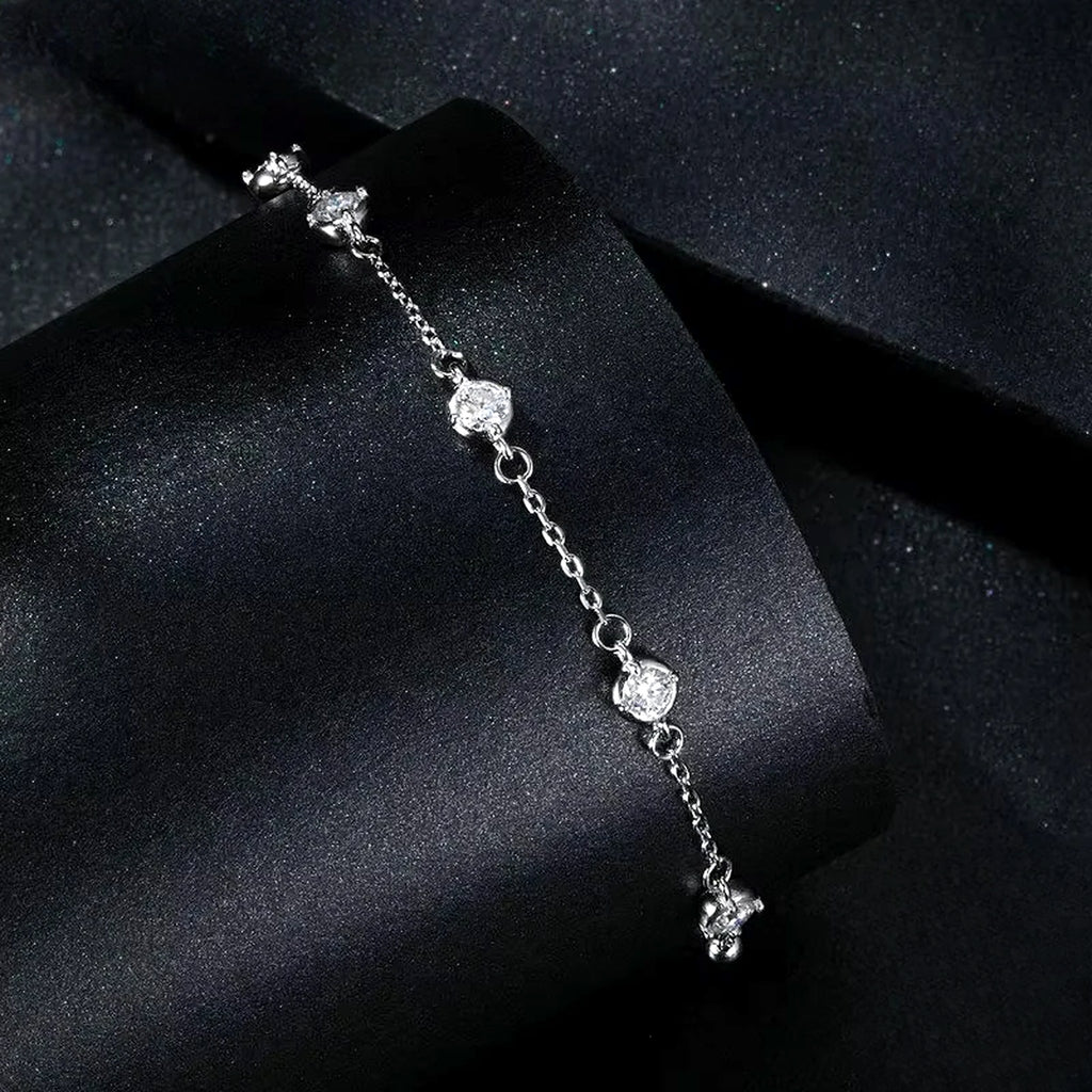 Bezel-Set Lab-Created Moissanite Station Bracelet, 925 Sterling Silver, additional view