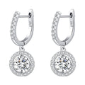 Halo Lab-Created Moissanite Drop Huggie Earrings, 925 Sterling Silver, product photo