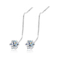 Lab-Created Moissanite Threader Drop Earrings, 925 Sterling Silver, product photo