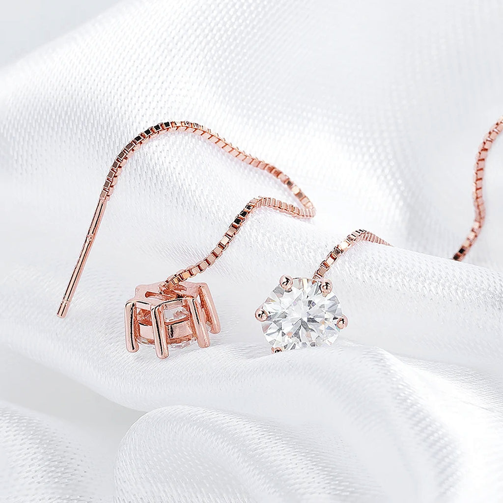 Lab-Created Moissanite Threader Drop Earrings, 925 Sterling Silver, additional view