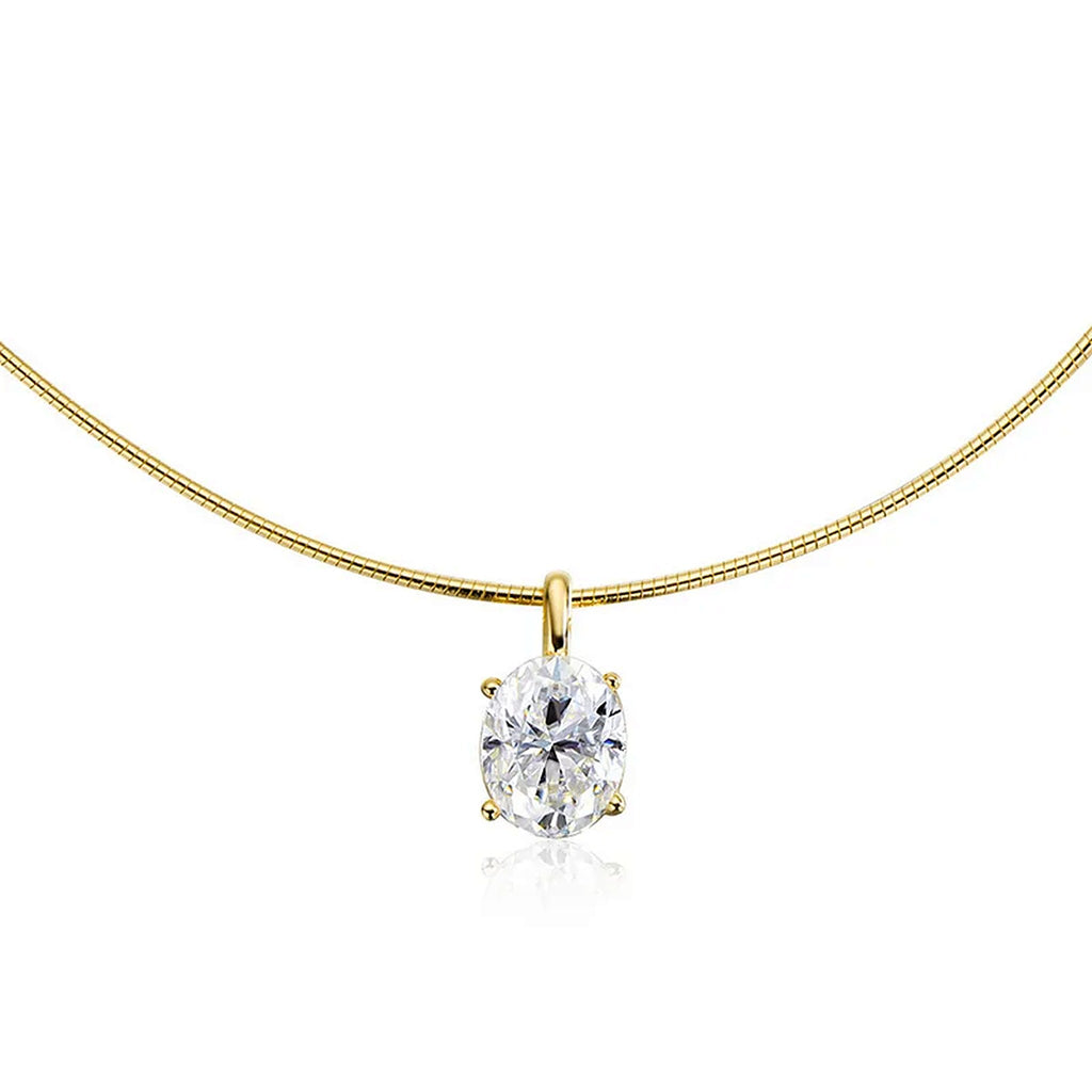Oval Lab-Created Moissanite Solitaire Necklace, 925 Sterling Silver, additional view