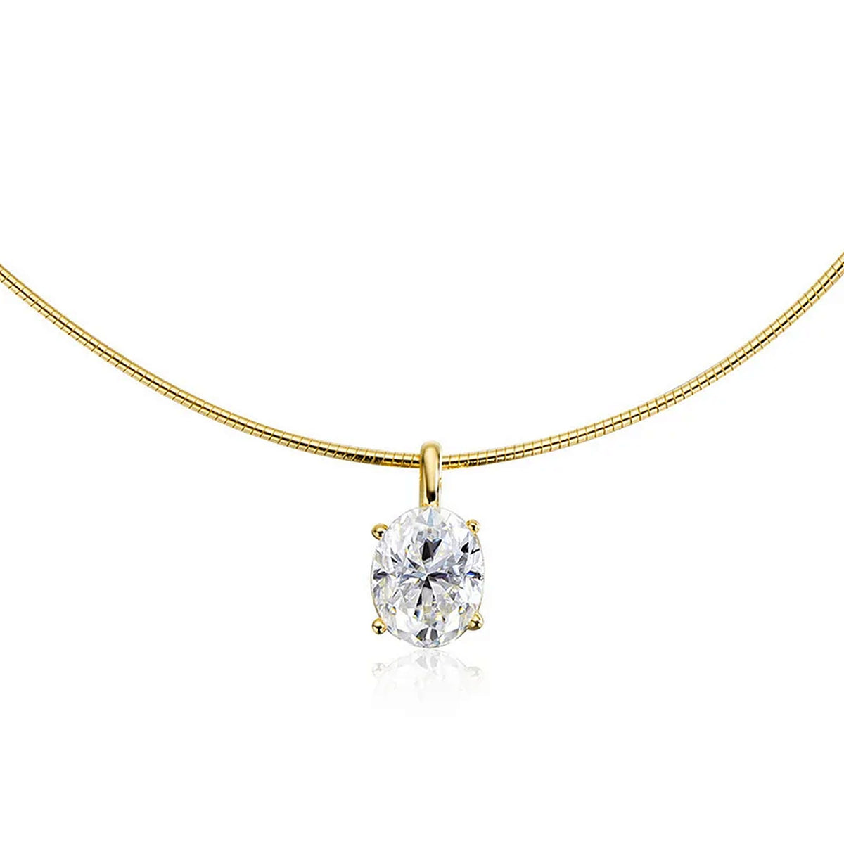 Oval Lab-Created Moissanite Solitaire Necklace, 925 Sterling Silver, additional view