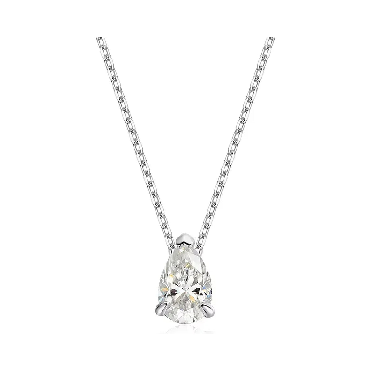 Pear-Cut Lab-Created Moissanite Pendant Necklace, 925 Sterling Silver, product photo