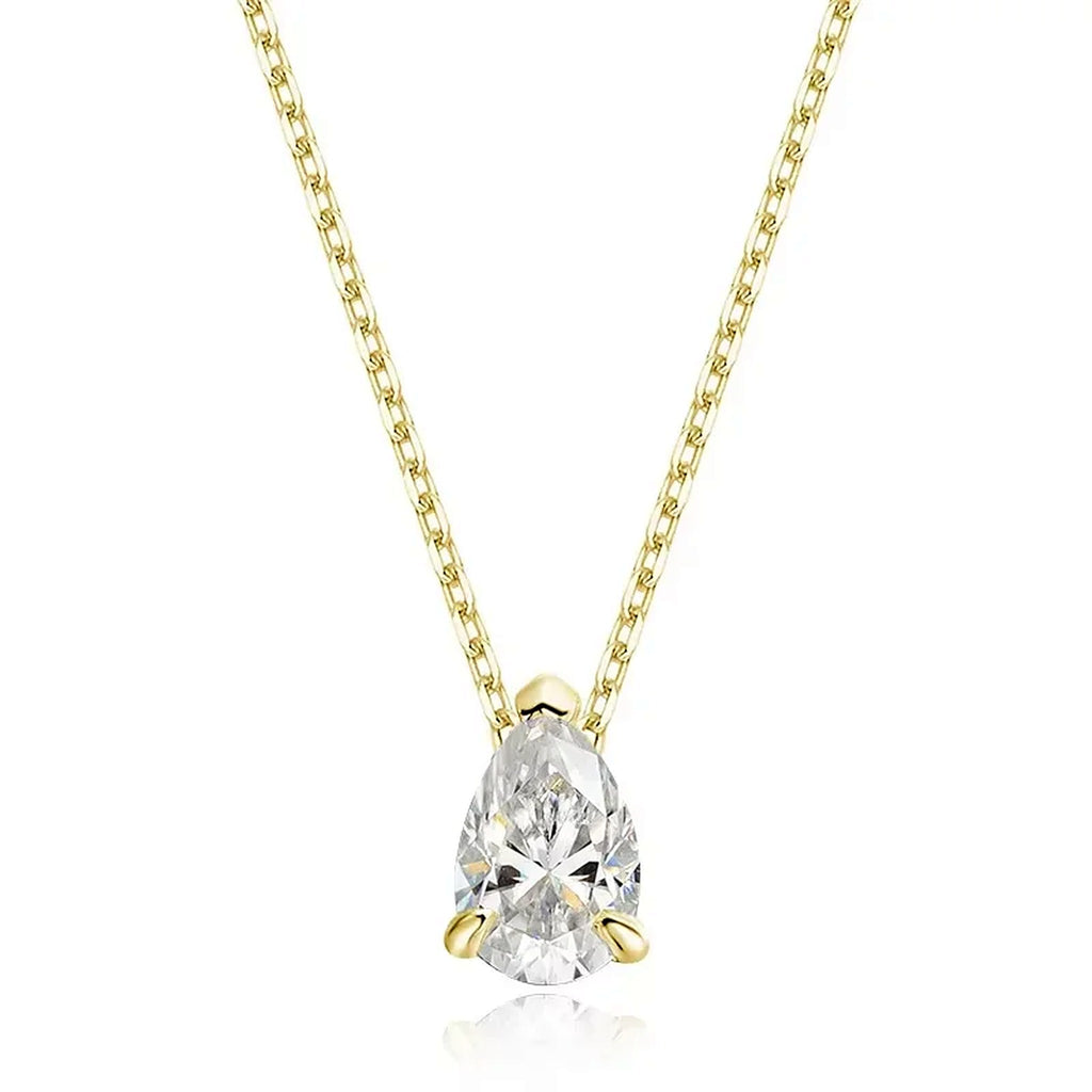 Pear-Cut Lab-Created Moissanite Pendant Necklace, 925 Sterling Silver, additional view