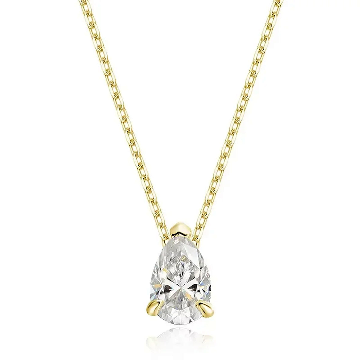 Pear-Cut Lab-Created Moissanite Pendant Necklace, 925 Sterling Silver, additional view