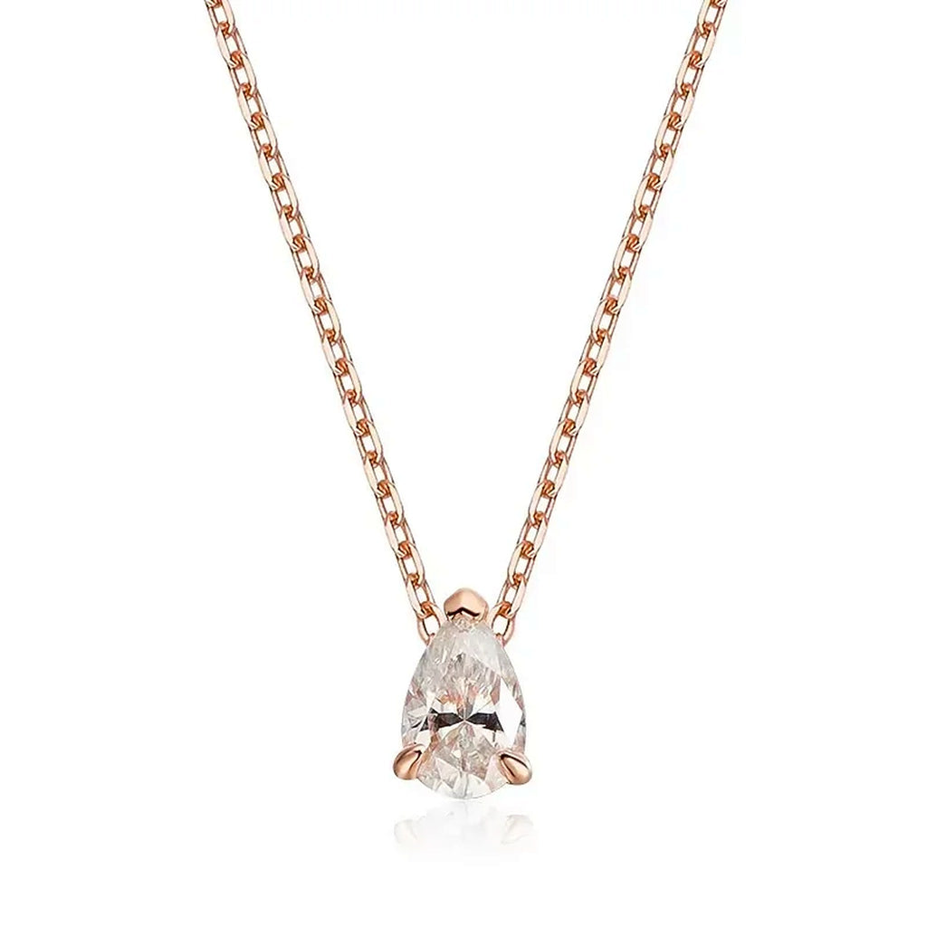 Pear-Cut Lab-Created Moissanite Pendant Necklace, 925 Sterling Silver, additional view