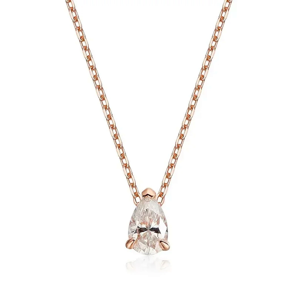 Pear-Cut Lab-Created Moissanite Pendant Necklace, 925 Sterling Silver, additional view