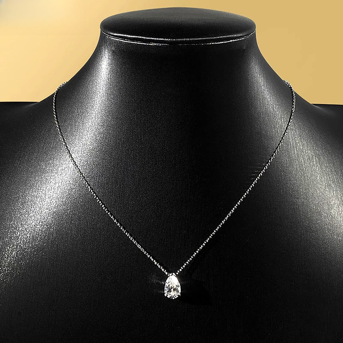 Pear-Cut Lab-Created Moissanite Pendant Necklace, 925 Sterling Silver, additional view