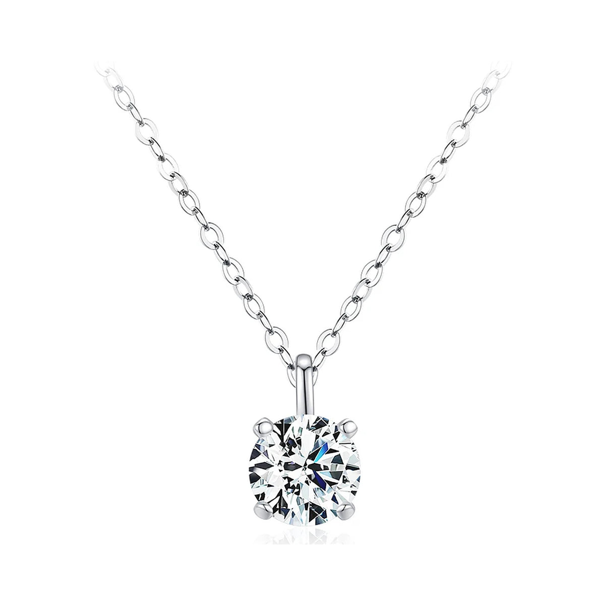 1 ct Lab-Created Moissanite Solitaire Pendant Necklace, 925 Sterling Silver, product photo