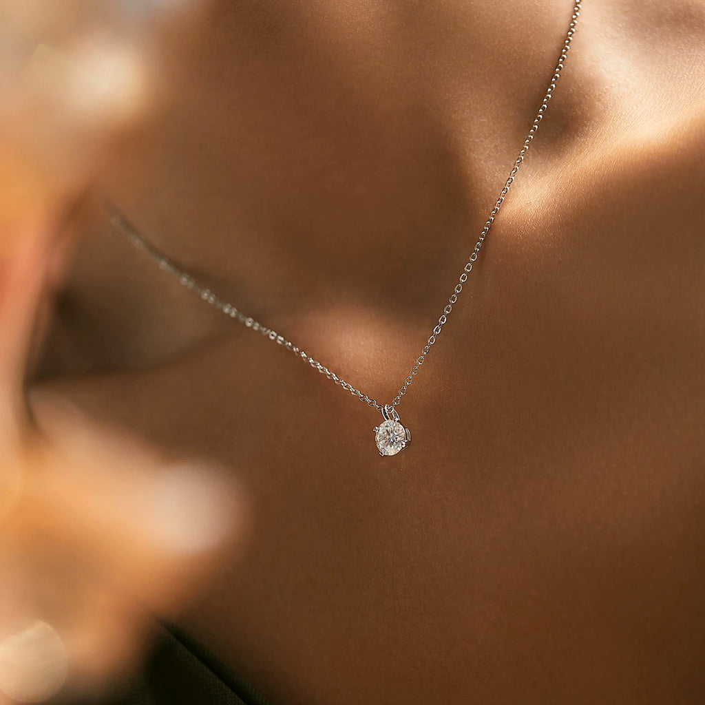 1 ct Lab-Created Moissanite Solitaire Pendant Necklace, 925 Sterling Silver, additional view