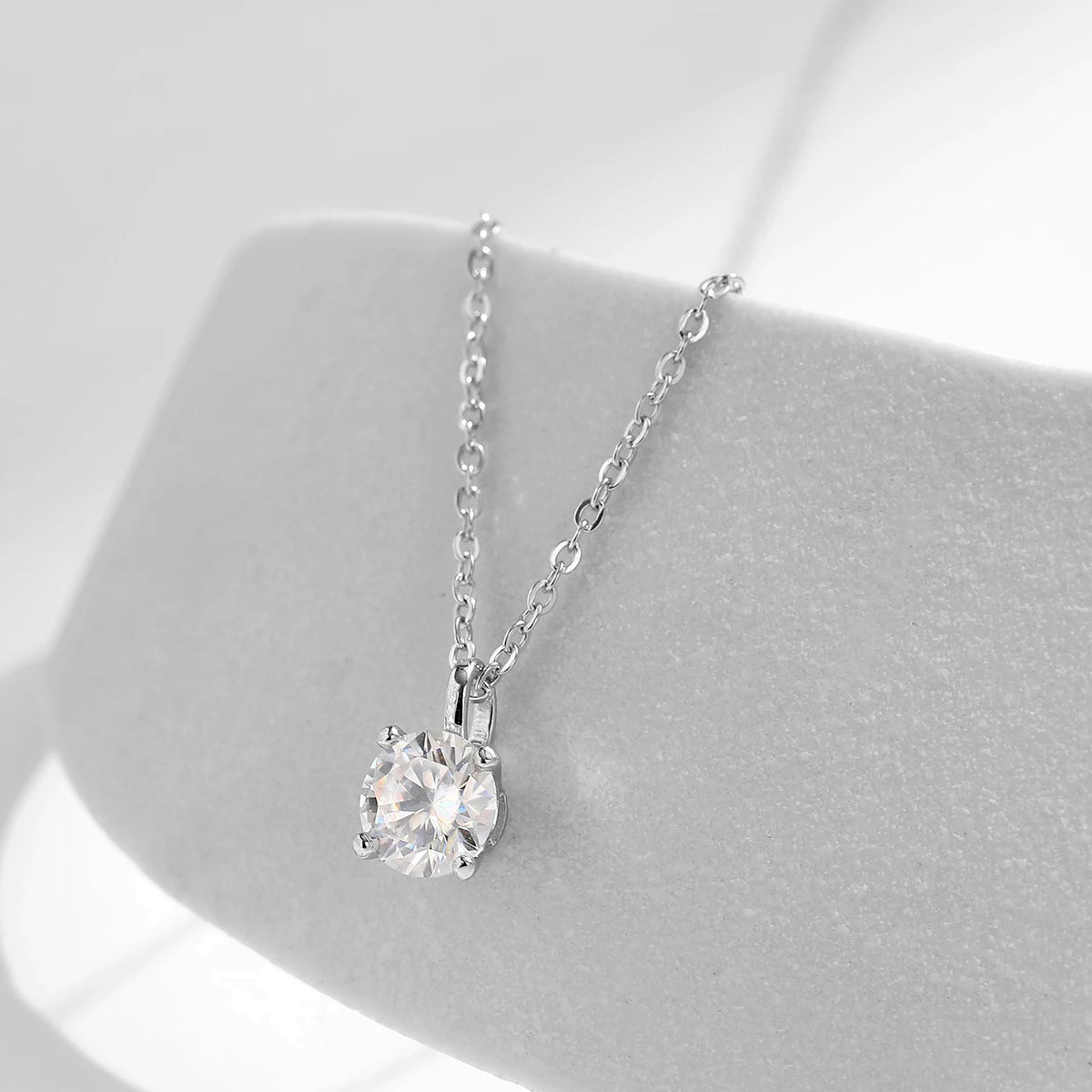 1 ct Lab-Created Moissanite Solitaire Pendant Necklace, 925 Sterling Silver, additional view