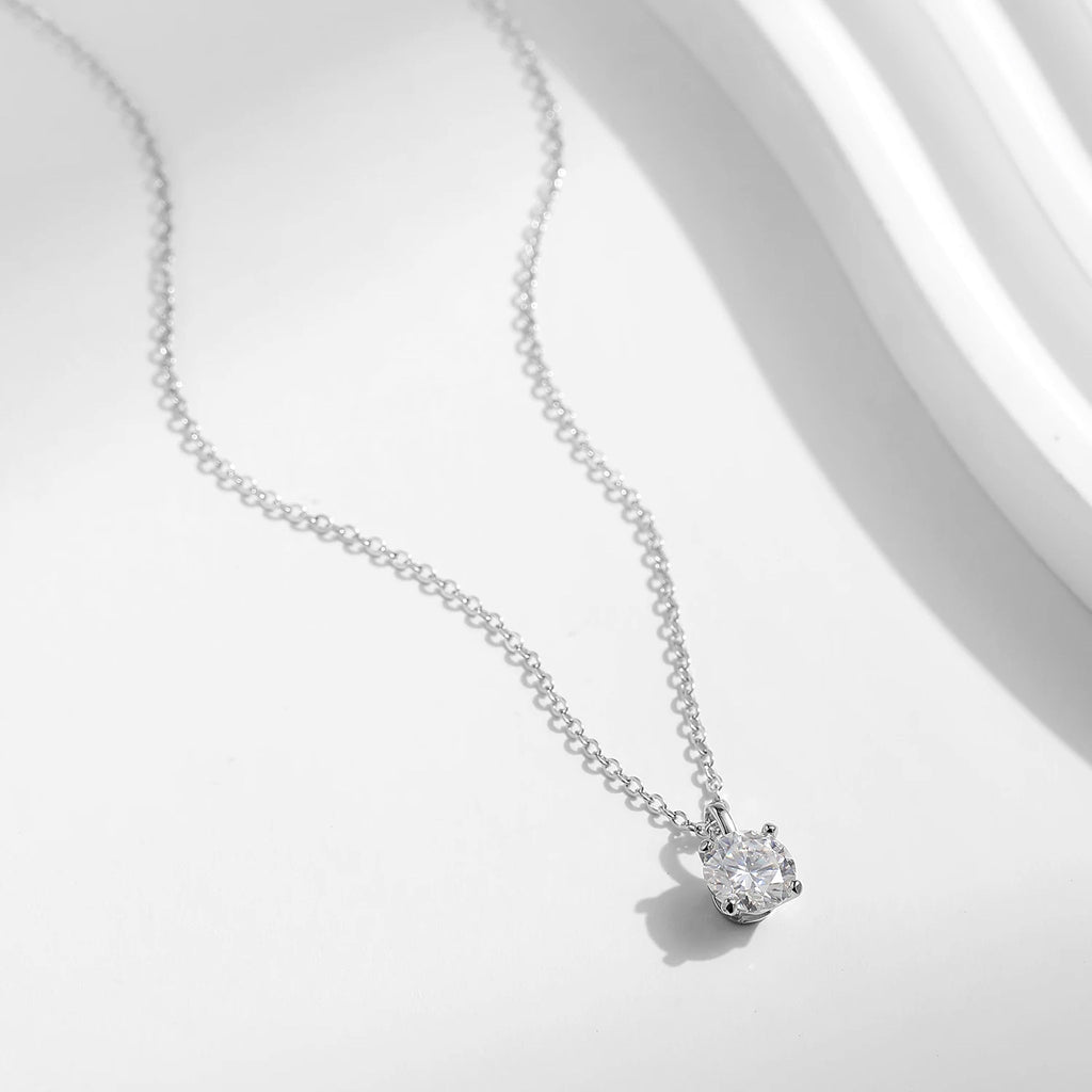 1 ct Lab-Created Moissanite Solitaire Pendant Necklace, 925 Sterling Silver, additional view
