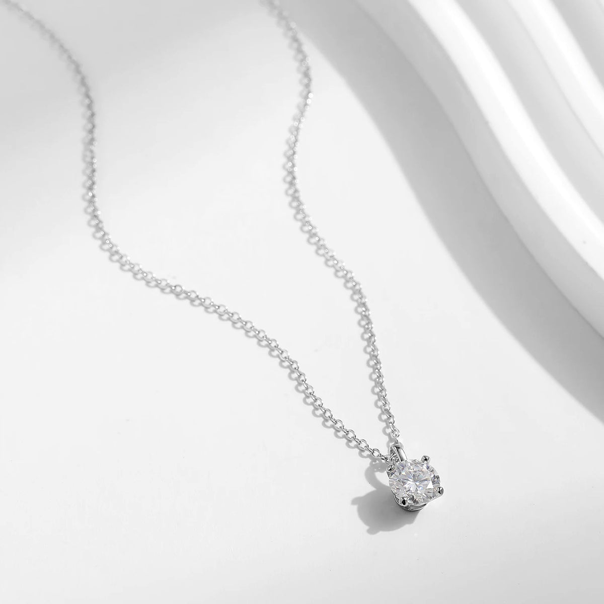 1 ct Lab-Created Moissanite Solitaire Pendant Necklace, 925 Sterling Silver, additional view