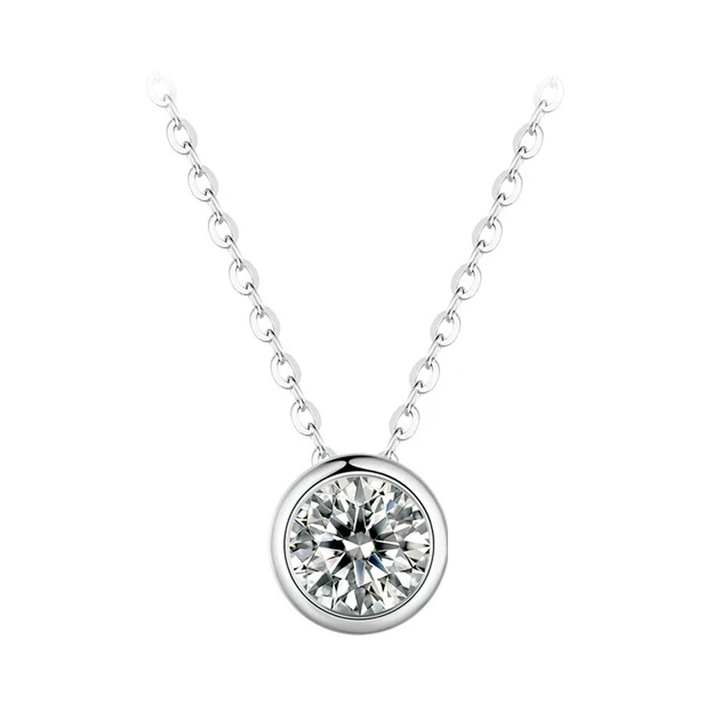 Bezel-Set Lab-Created Moissanite Necklace, 925 Sterling Silver, product photo