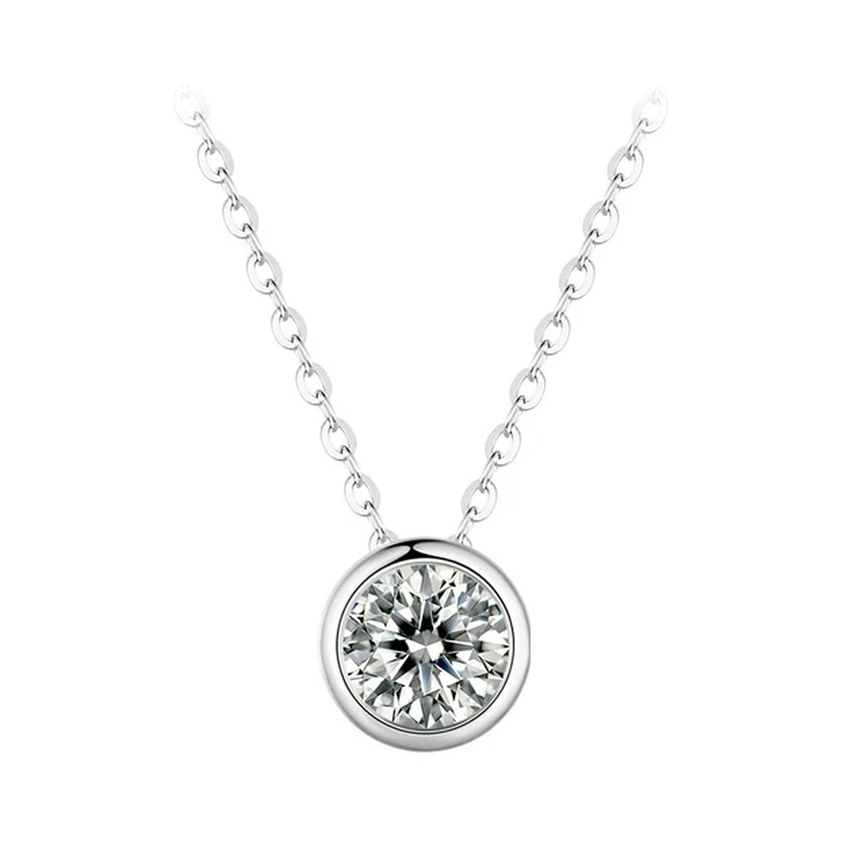 Bezel-Set Lab-Created Moissanite Necklace, 925 Sterling Silver, product photo