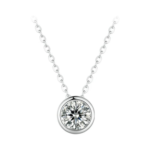 Bezel-Set Lab-Created Moissanite Necklace, 925 Sterling Silver, product photo