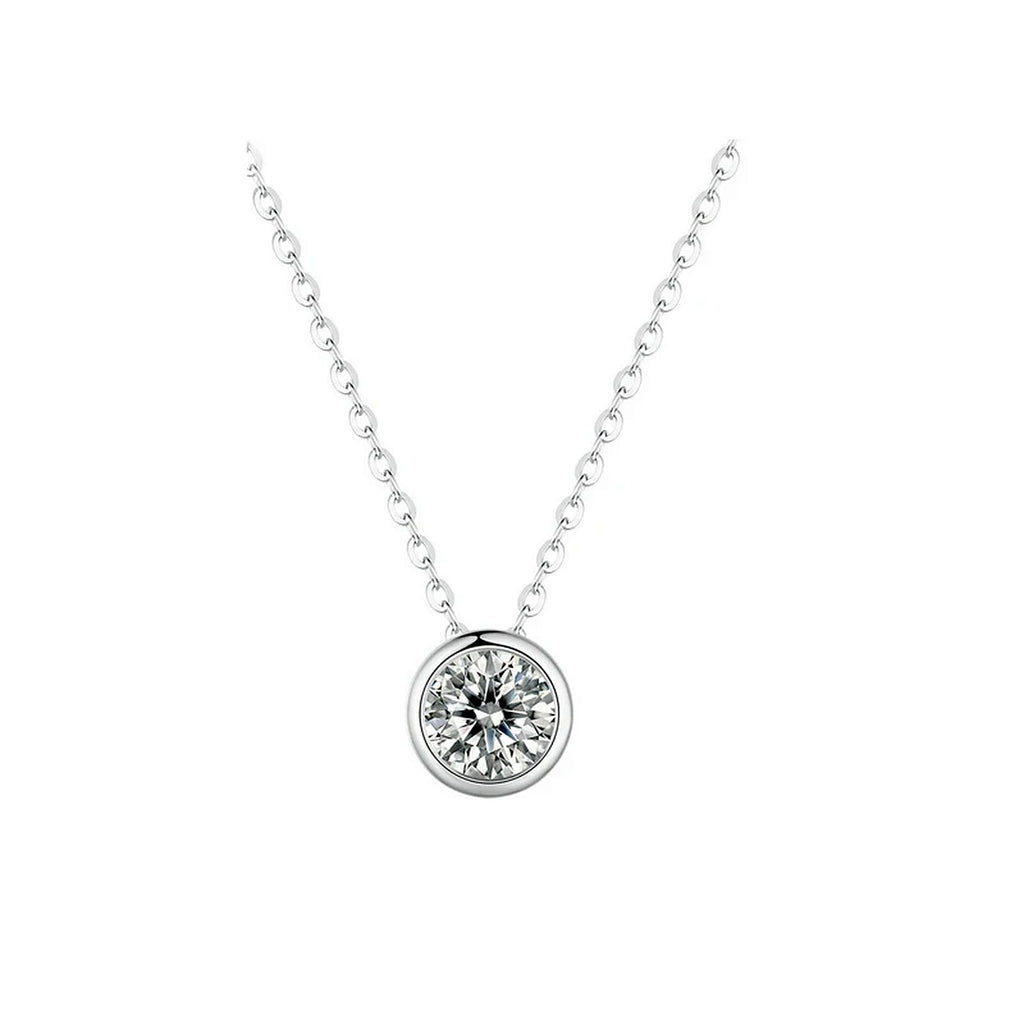 Bezel-Set Lab-Created Moissanite Necklace, 925 Sterling Silver, additional view