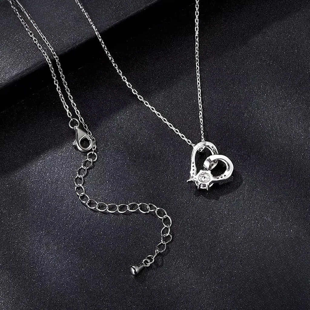 Open Heart Lab-Created Moissanite Necklace, 925 Sterling Silver, additional view