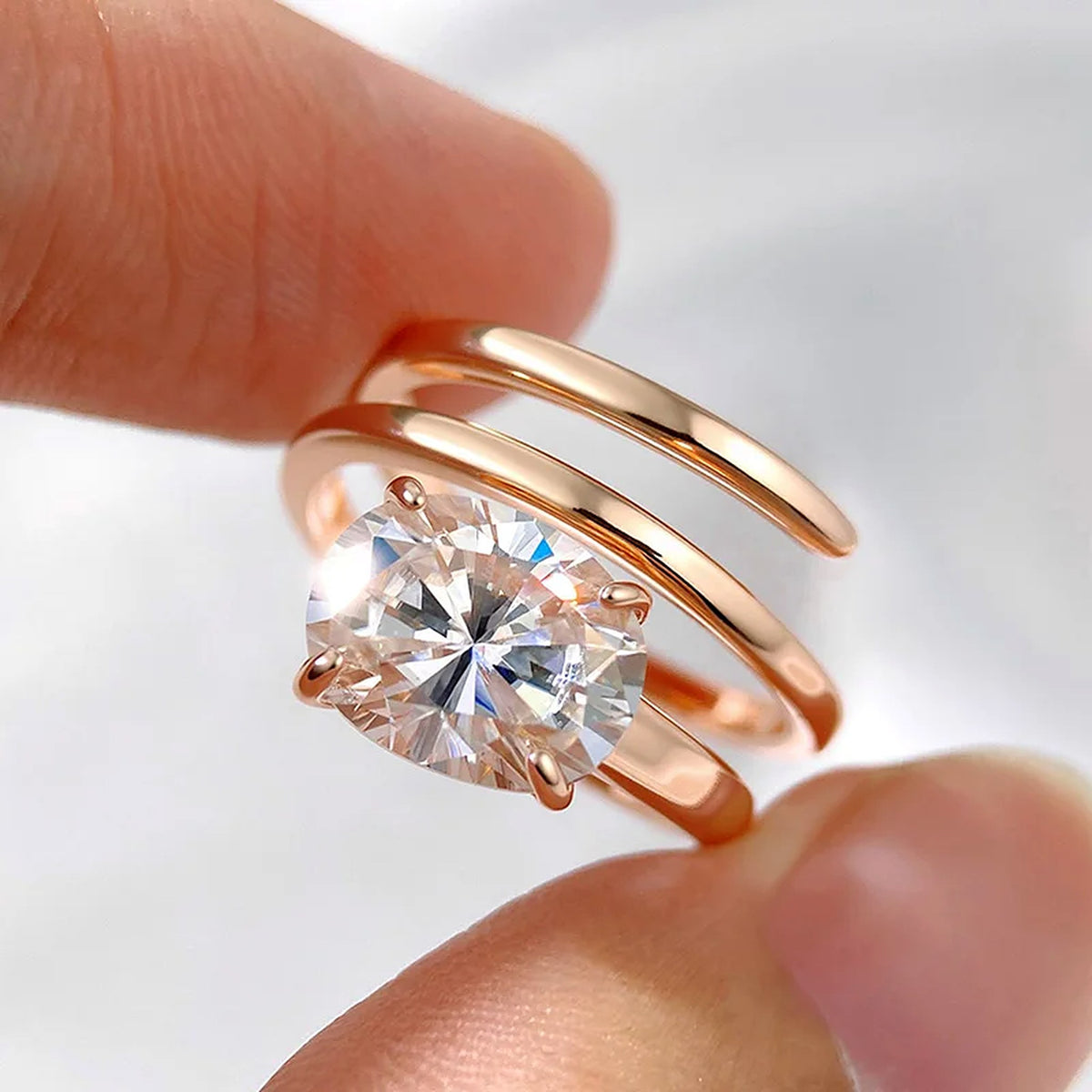 Oval Lab-Created Moissanite Spiral Wrap Ring, 925 Sterling Silver, additional view