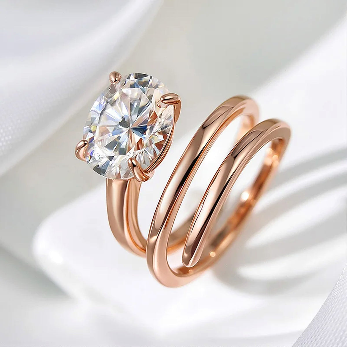 Oval Lab-Created Moissanite Spiral Wrap Ring, 925 Sterling Silver, additional view