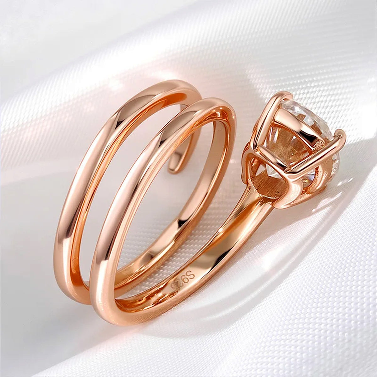 Oval Lab-Created Moissanite Spiral Wrap Ring, 925 Sterling Silver, additional view