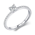 Petite Lab-Created Moissanite Solitaire Ring with Pavé Band, 925 Sterling Silver, product photo